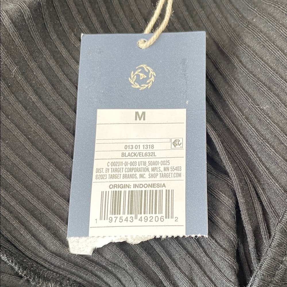 Universal Thread Black Ribbed V-Neck Blouse, Sz Med, NWT - Picture 4 of 5